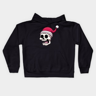 Skull With Christmas Hat Kids Hoodie